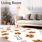Playful Orange Cat Bone Collection Rug