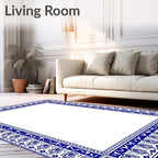 Classic Blue Ivory Ornate Border Rug