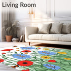 Vibrant Meadow Flowers Butterfly Garden Rug