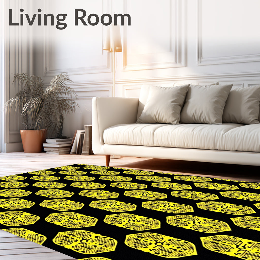 Yellow Shield Geometric Repeating Rug