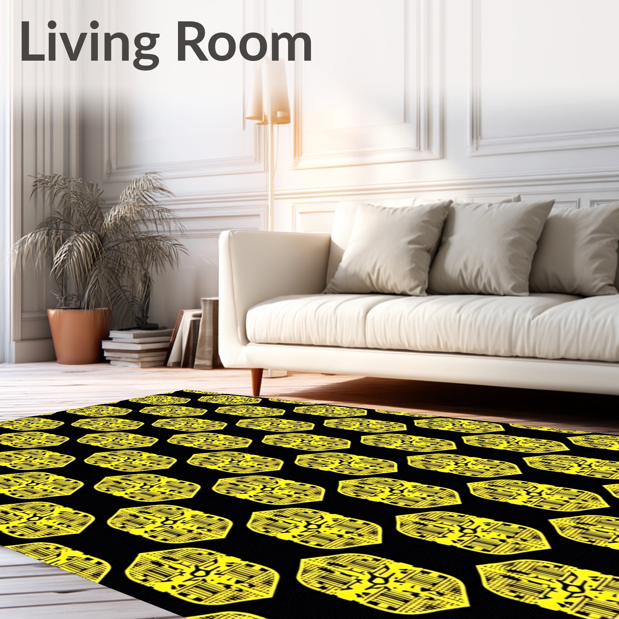 Yellow Shield Geometric Repeating Rug