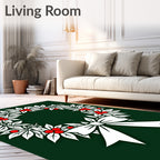 Festive Green Holly Berry Wreath Bow Rug