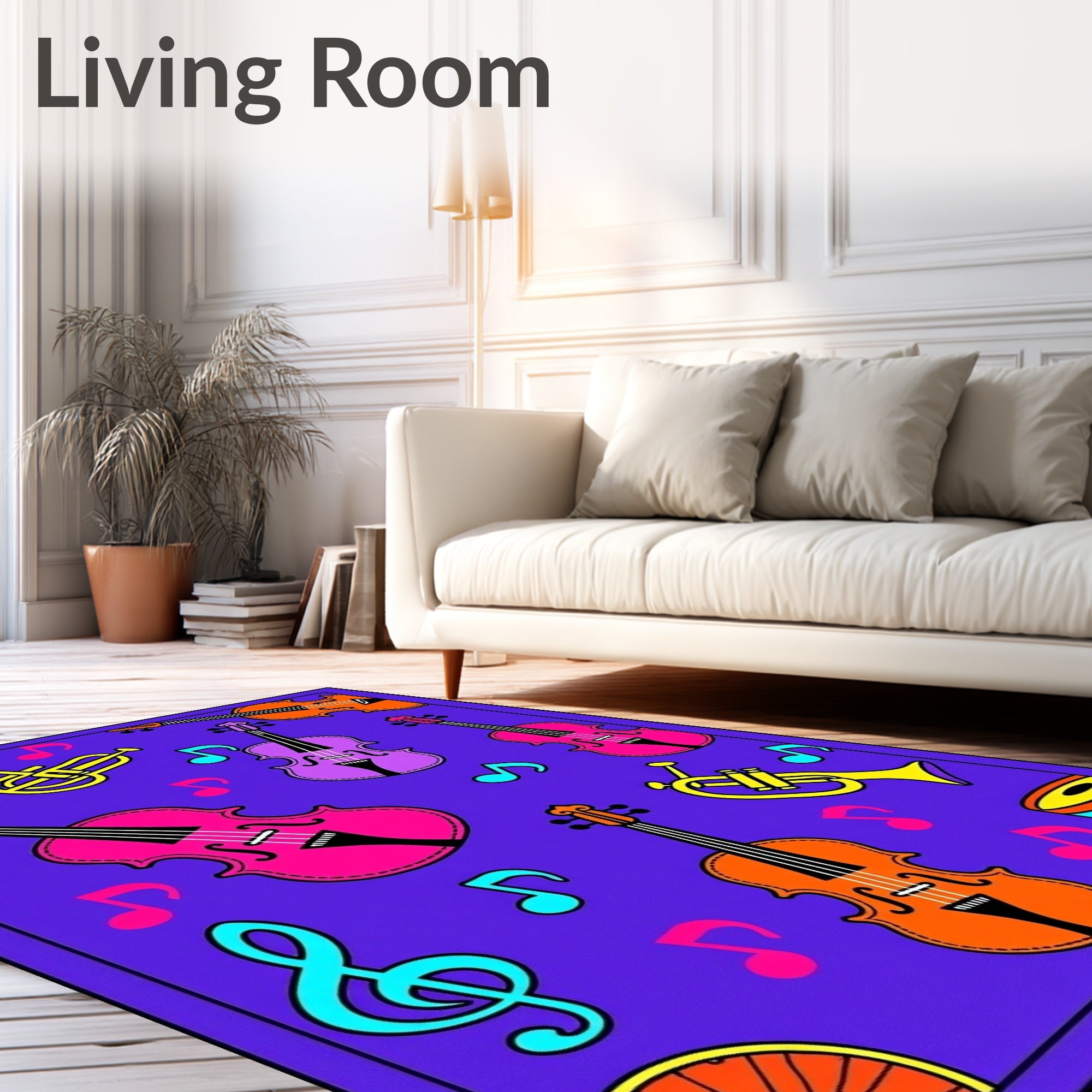 Vibrant Musical Instruments And Notes Rug