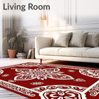 Crimson Floral Medallion Lattice Rug
