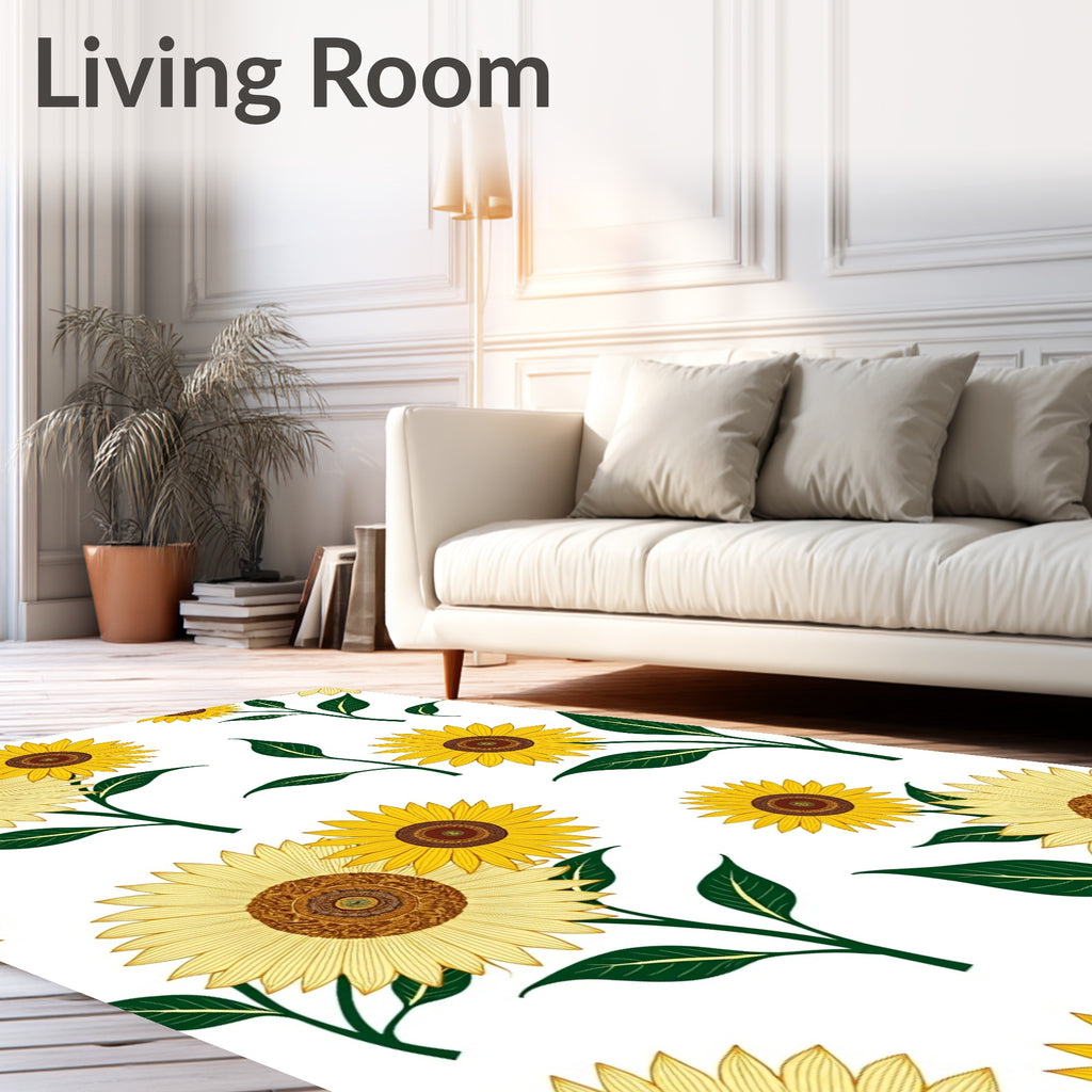 Golden Yellow Sunflower Garden Blooms Rug
