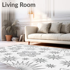 Whimsical Smiley Flower Starburst Art Rug