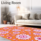 Playful Pink Floral Garden Medallion Rug