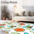 Joyful Bumblebee Garden With Honeycomb Rug