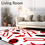 Bold Red and Black Abstract Scatter Rug