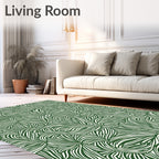 Emerald Green Abstract Swirl Foliage Rug