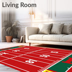 Red Green Stadium Field Lines Rug