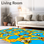 Whimsical Yellow Bee and Flower Medley Rug