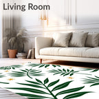 Emerald Green Tropical Leaf Accents Rug