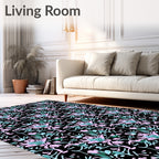 Pink Teal Abstract Floral Garden Rug