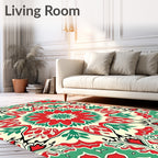 Crimson Teal Floral Medallion Rug