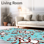 Whimsical Blue Floral Whirling Forms Rug
