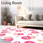 Pink Ghost Character Repeating Pattern Rug