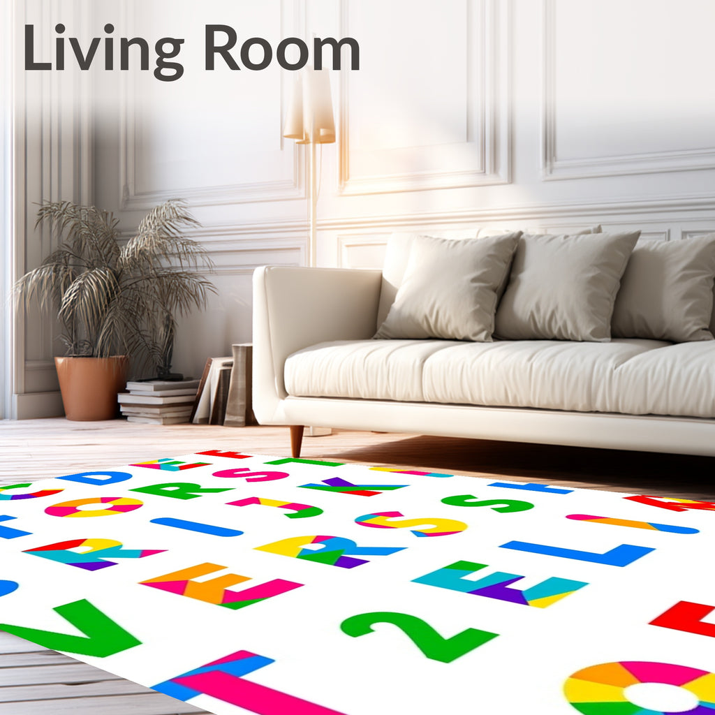 Vibrant Alphabet Collage Rug