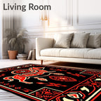 Red Horse Tribal Mandala Rug