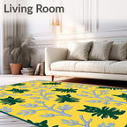 Whimsical Green Creatures Yellow Garden Rug