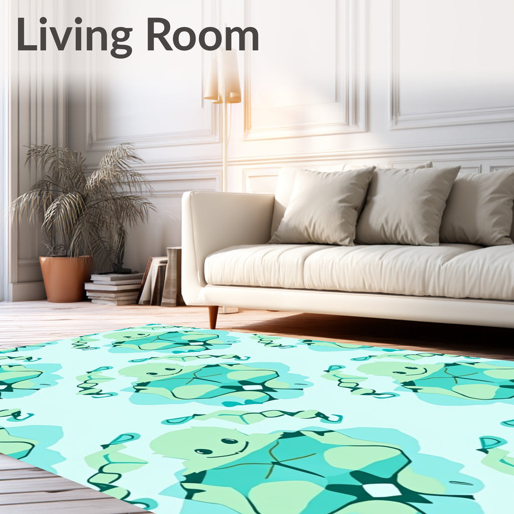 Light Blue Cartoon Figure Symmetry Rug