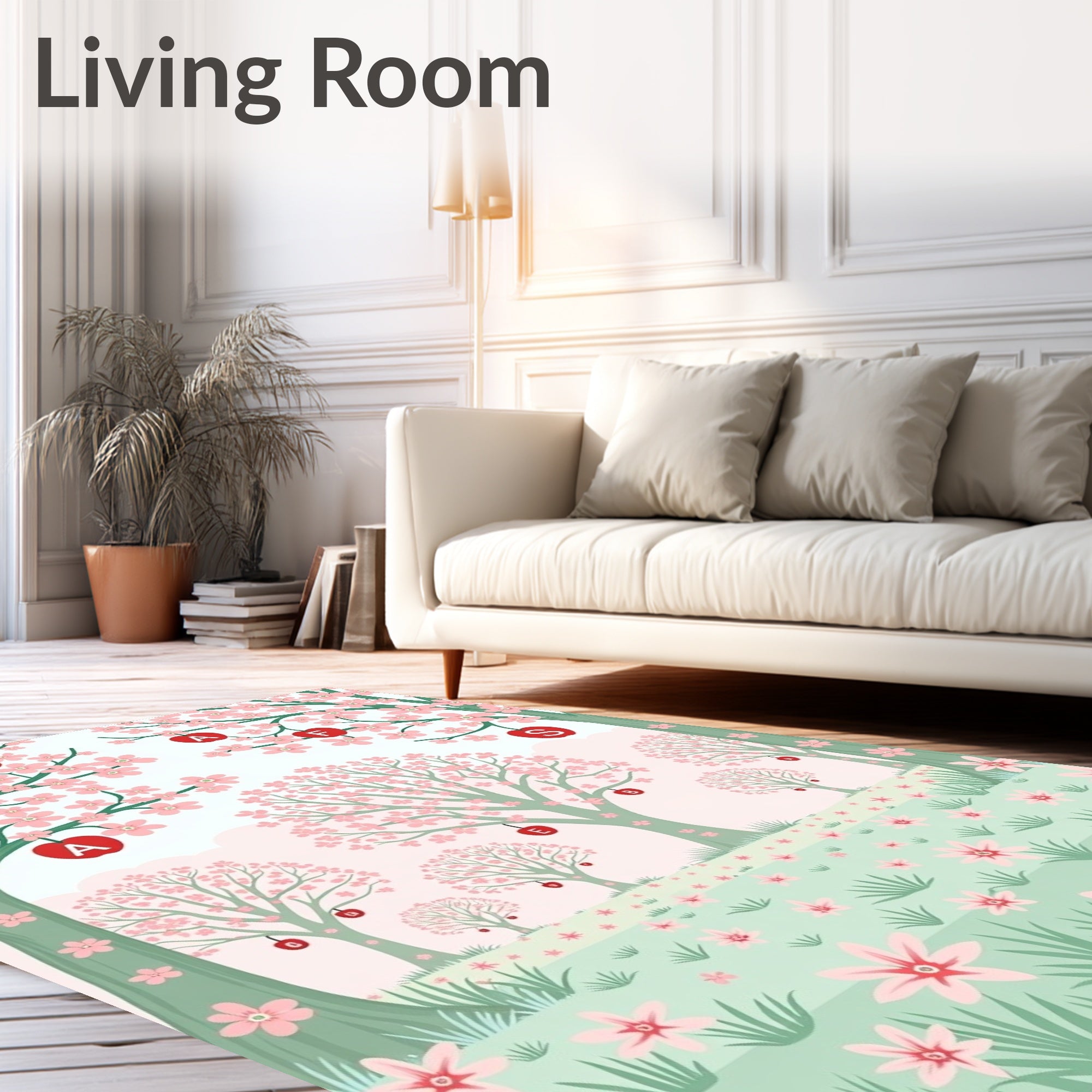 Orchard Trees Pink Blossom Ground Cover Rug