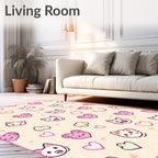 Cute Pink Kawaii Cat Hearts Rug