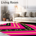 Bold Pink Yellow Chevron Botanical Rug