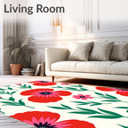 Vibrant Red Poppy Garden Blooms Rug