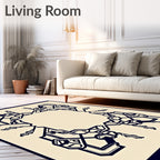 Black Cream Interlocking Geometric Scroll Rug