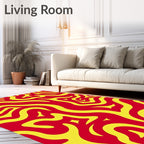 Crimson Yellow Flowing Abstract Rug