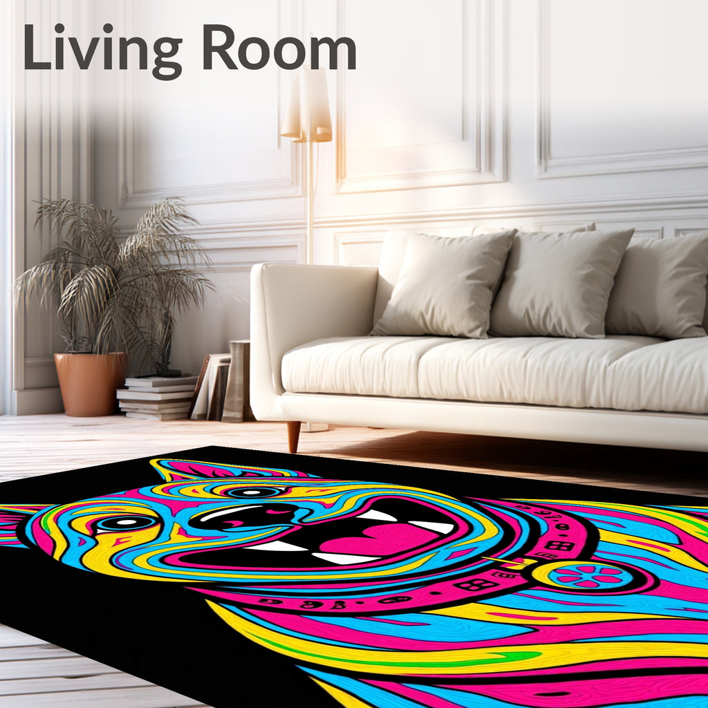 Vibrant Tri-Color Dog Portrait Rug