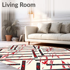 Red and Gray Linear Totem Poles Rug