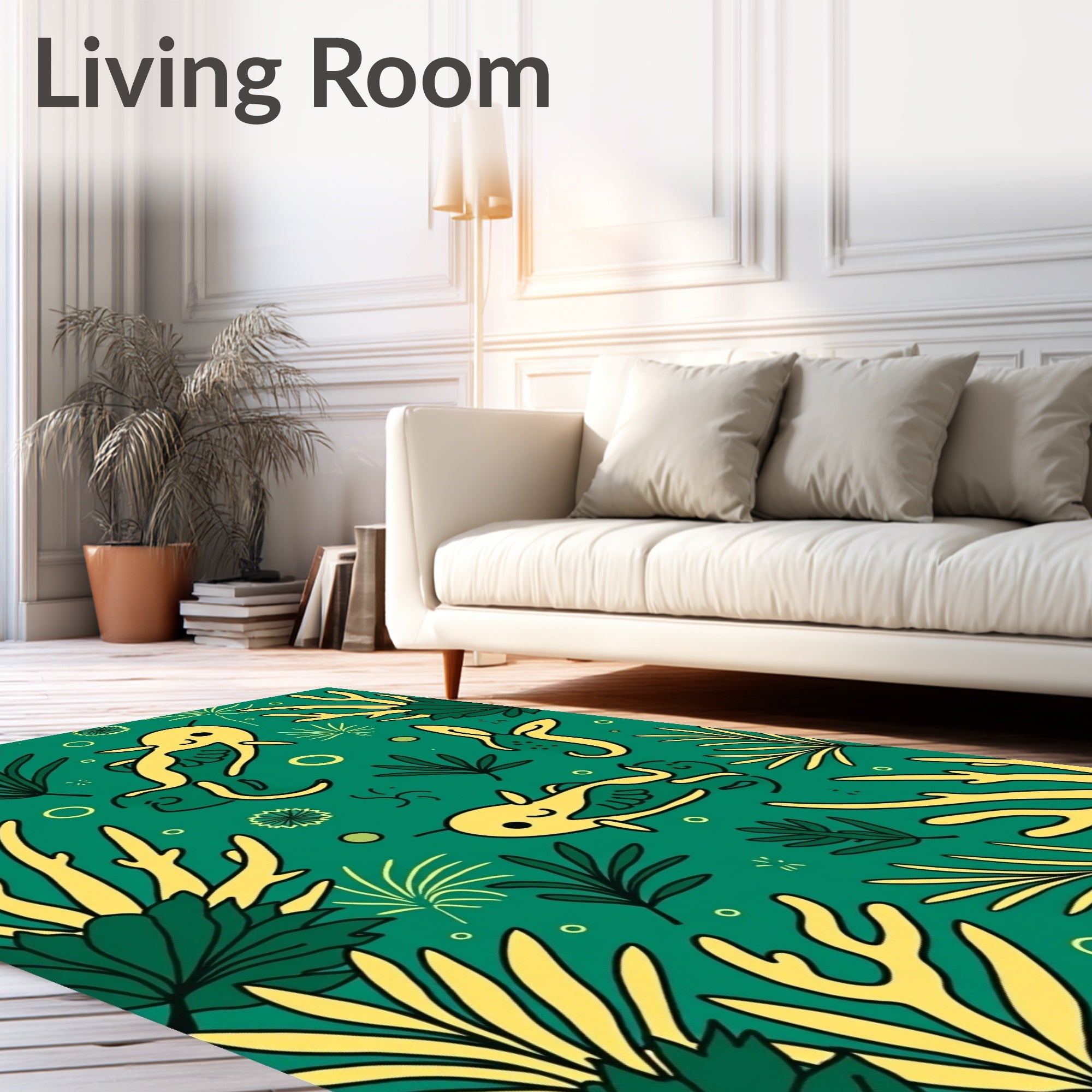 Yellow Sea Narwhal Coral Garden Rug