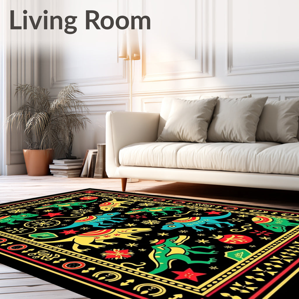 Charming Dinosaur Snowflake Christmas Rug
