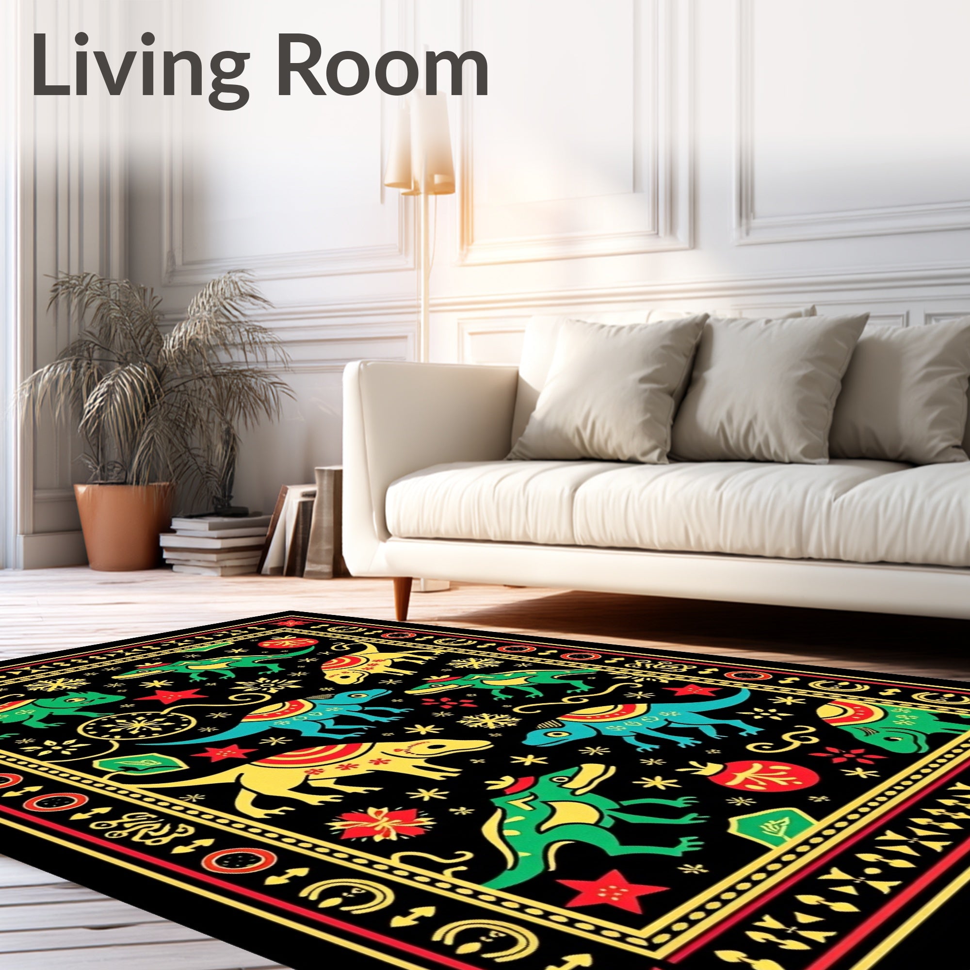 Charming Dinosaur Snowflake Christmas Rug