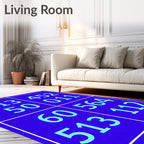 Retro Blue Numeric Squares Rug