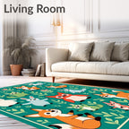 Whimsical Forest Friends Colorful Creatures Rug