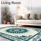 Deep Teal Starburst Sunburst Medallion Rug