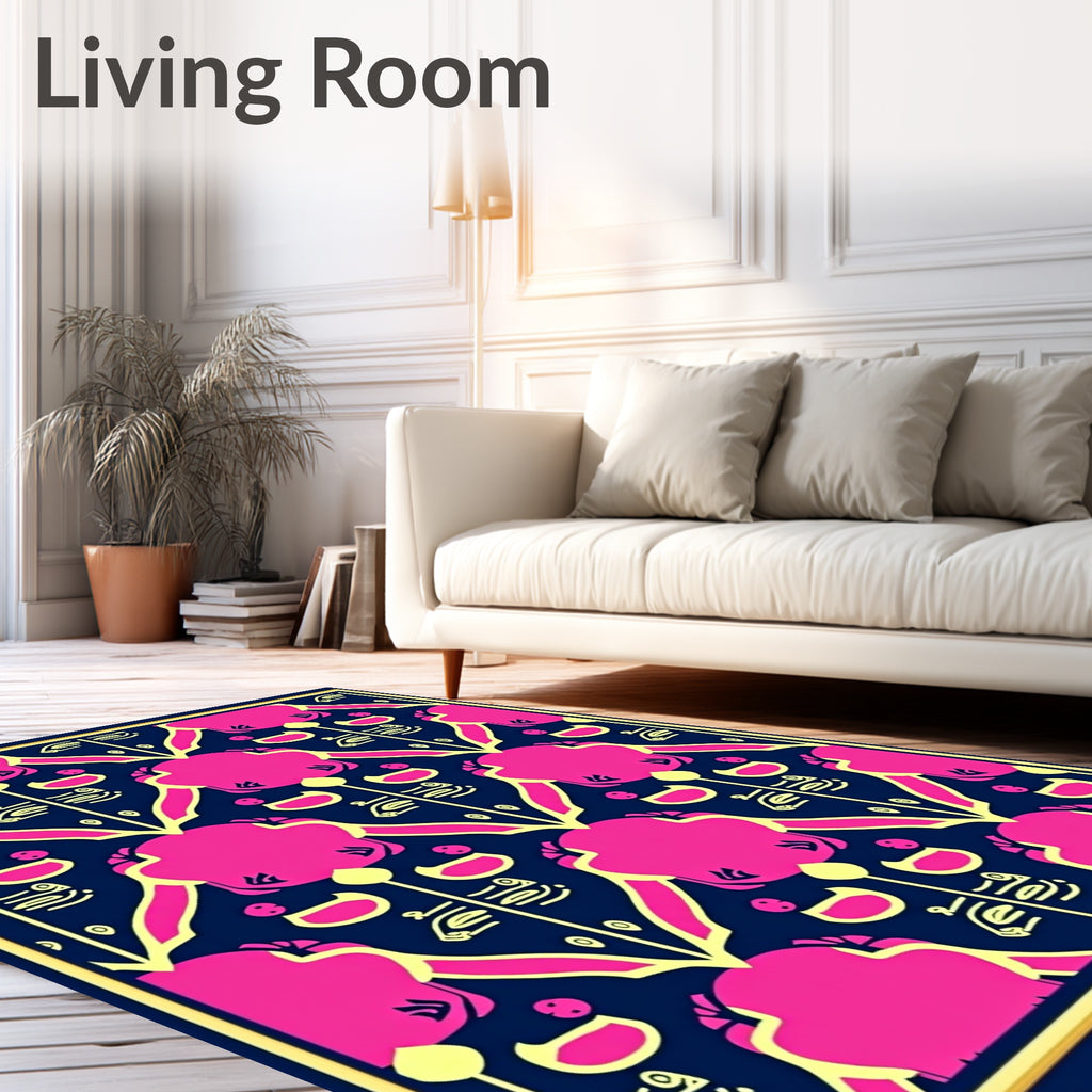 Vibrant Fuchsia Geometric Medallion Rug
