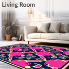 Vibrant Fuchsia Geometric Medallion Rug