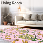 Soft Pink Botanical Garden Medallion Rug
