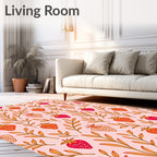 Red Strawberry Branch Repeating Pattern Rug