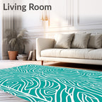 Aqua White Abstract Organic Lines Rug