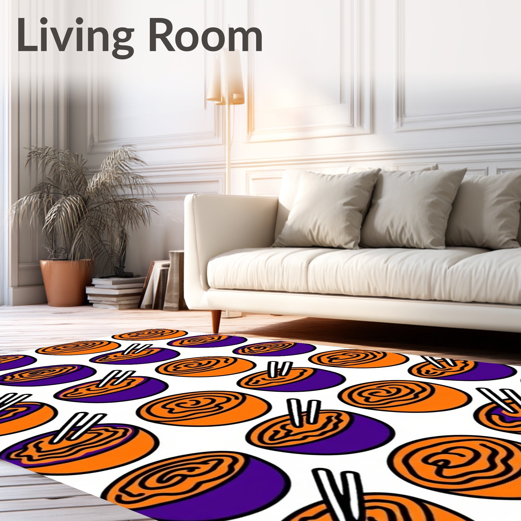 Orange Purple Swirl Noodle Bowls Rug