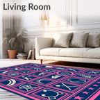 Navy Pink Icon Grid Collage Rug