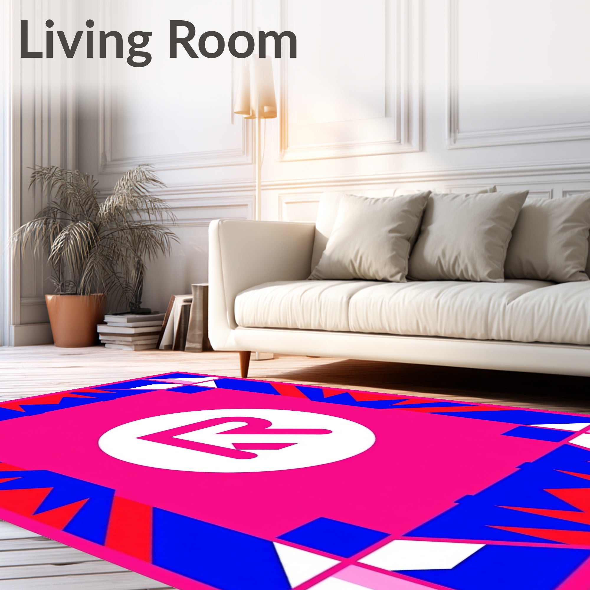Bold Pink Geometric Abstract Circle Rug