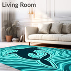Shark In Turquoise Swirling Waters Rug