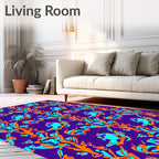 Vibrant Orange Aqua Abstract Swirls Rug