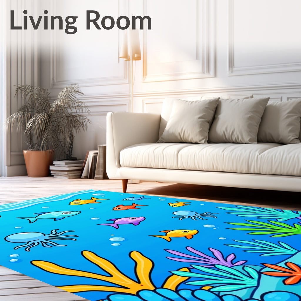 Sunny Coral Reef Fish and Octopi Rug